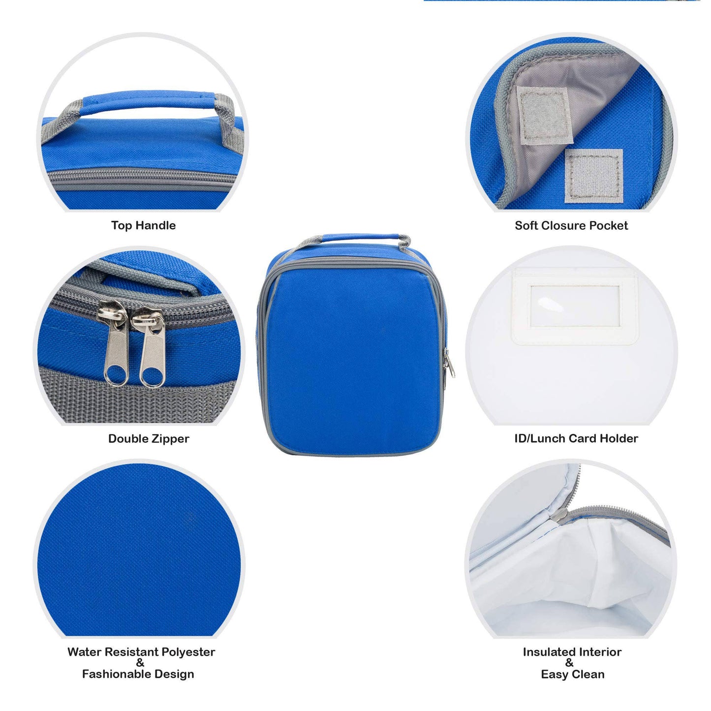 Cobalt Blue & Gray Lunchbag