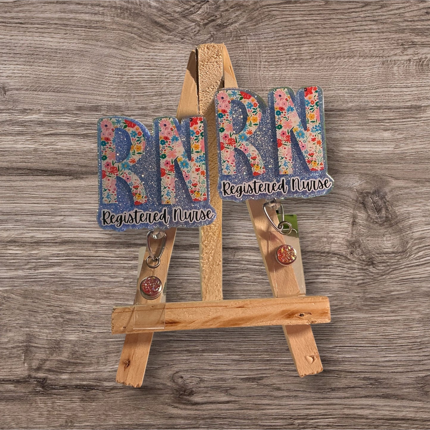 RN Floral Letters Badge Reel