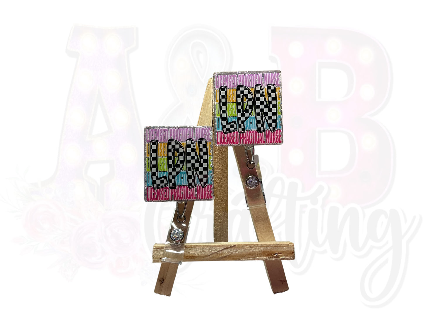 Checkered Print Medical Badge Reels