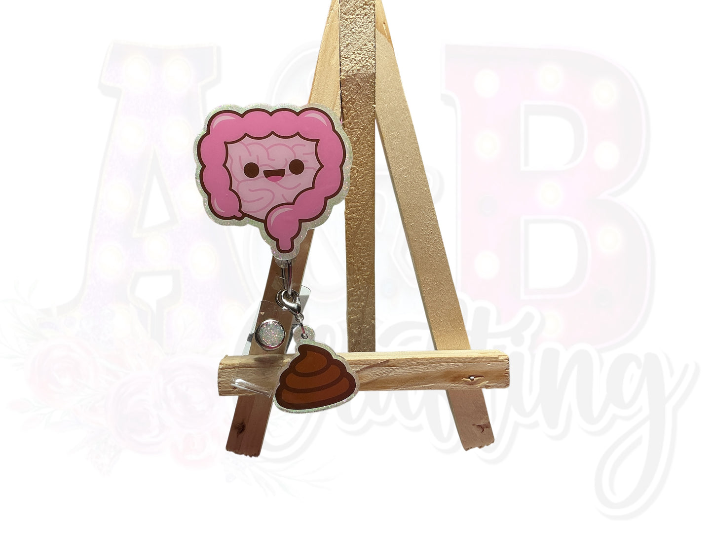 Gastro Intestines Badge Reel with Poop Charm