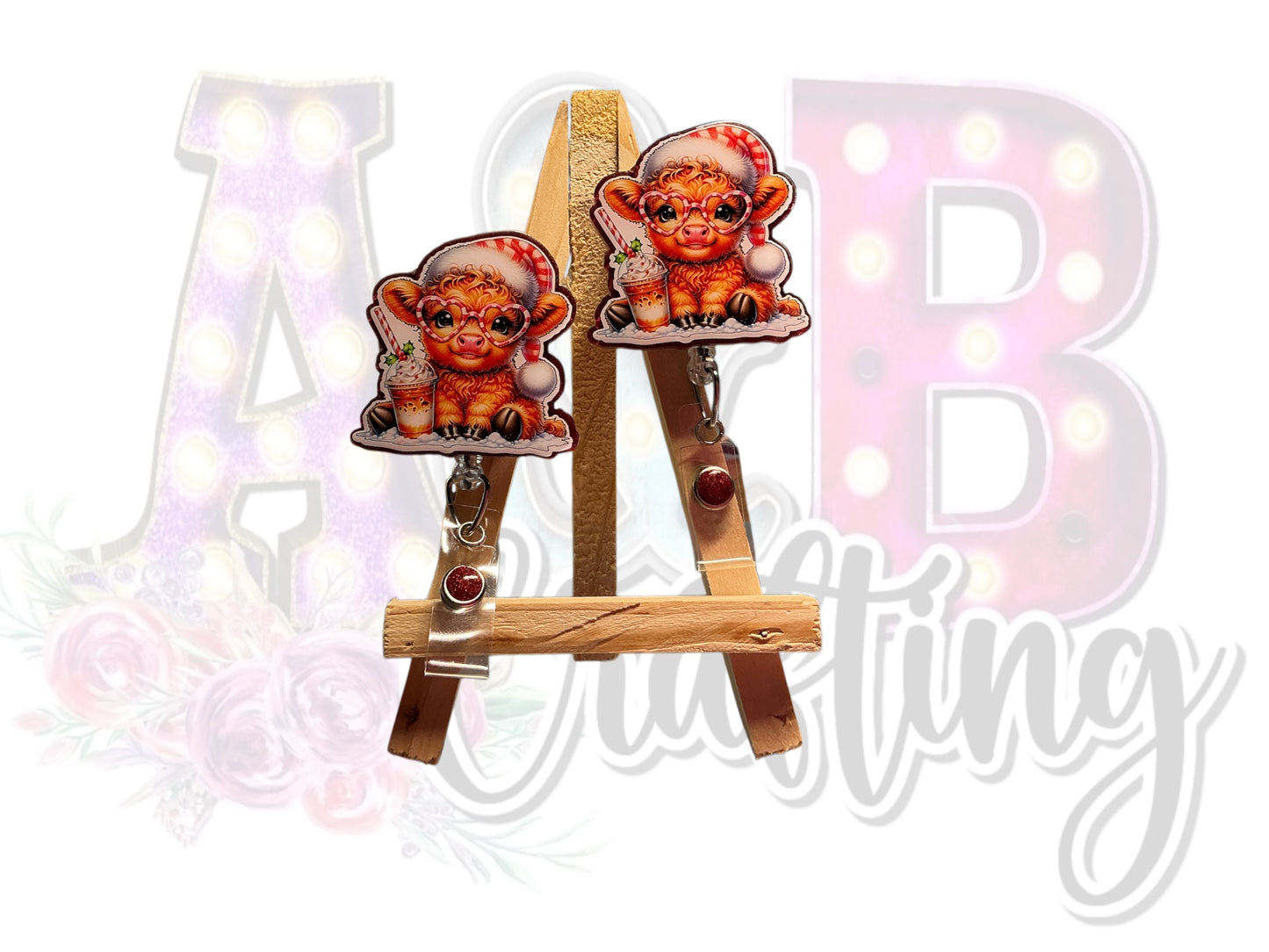 Christmas Baby Cows Badge Reel