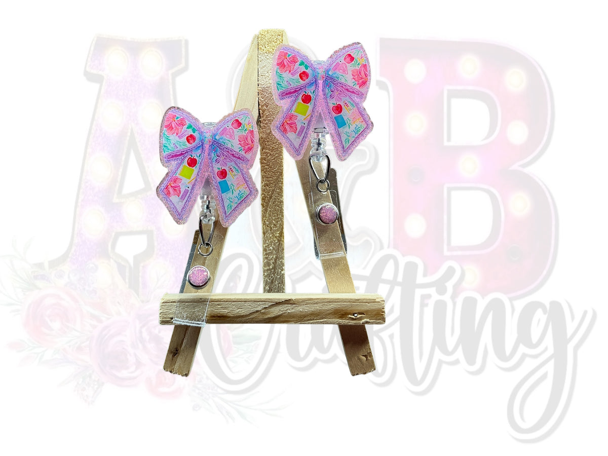 Spring Teacher Bow Badge Reel