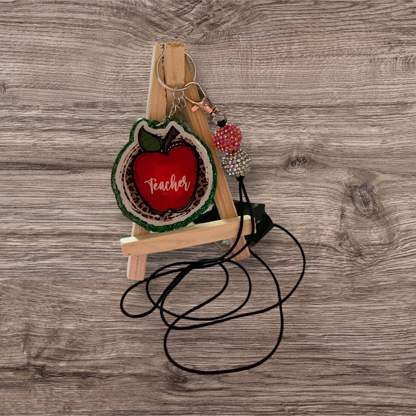 Teach apple with Leopard Lanyard