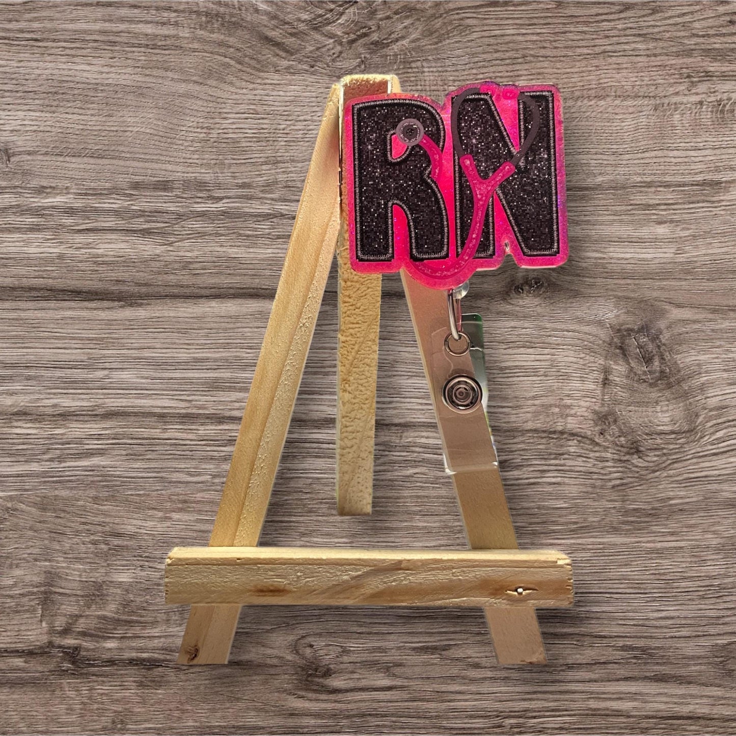 RN Faux Sparkle Letters Badge Reel