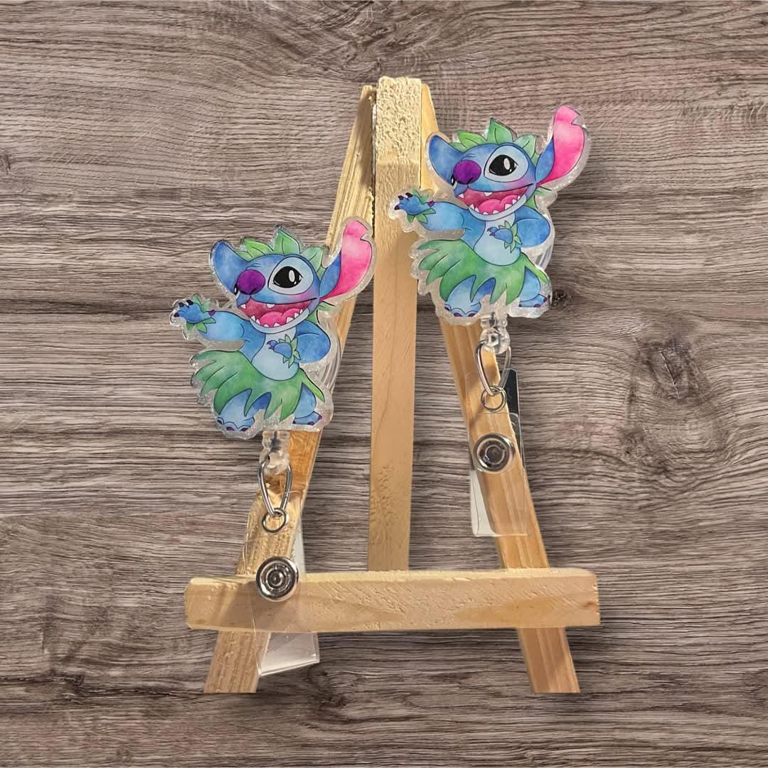 Aloha Blue dog Badge Reel