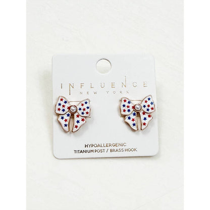 USA Theme Patriotic Bow Earring