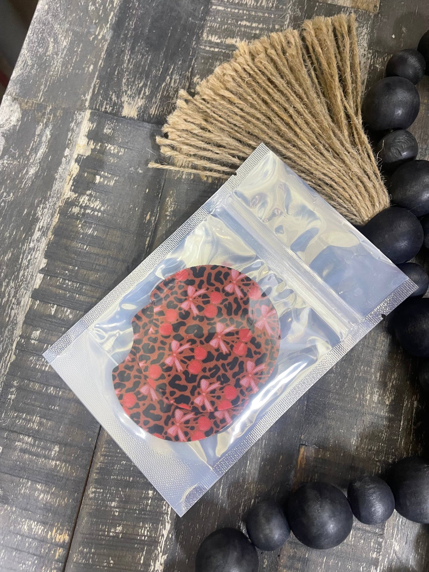 Leopard Cherries w/Bow Car Coasters