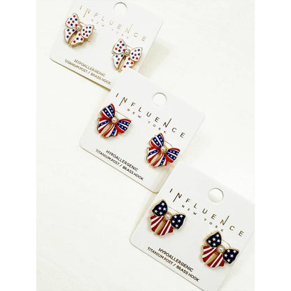 USA Theme Patriotic Bow Earring