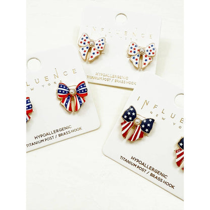 USA Theme Patriotic Bow Earring