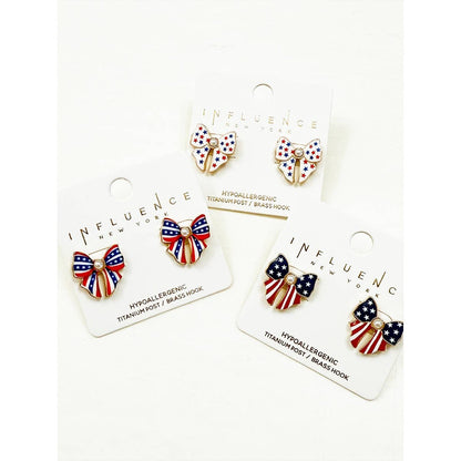 USA Theme Patriotic Bow Earring