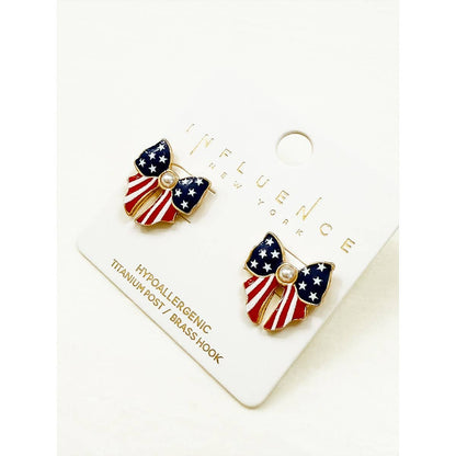 USA Theme Patriotic Bow Earring