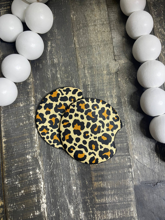 Brown Leopard Car Coasters