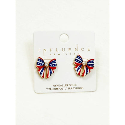 USA Theme Patriotic Bow Earring