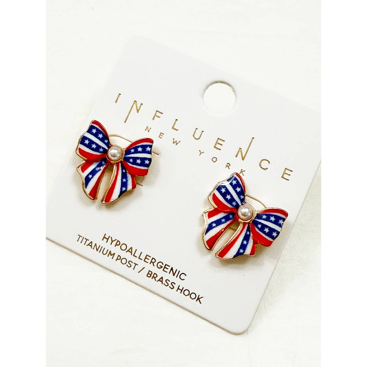 USA Theme Patriotic Bow Earring