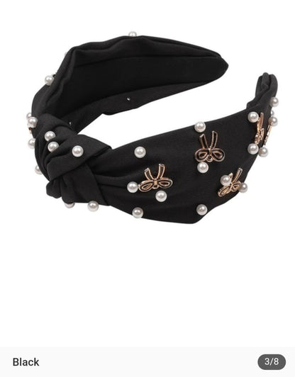 Knotted Bow and Pearl Headband