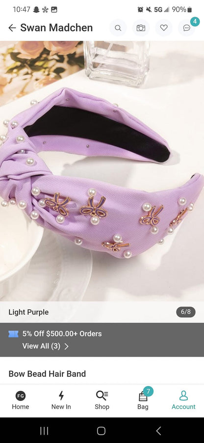 Knotted Bow and Pearl Headband