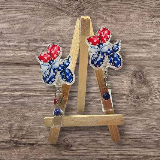 Patriotic Balloon Dog Badge Reel