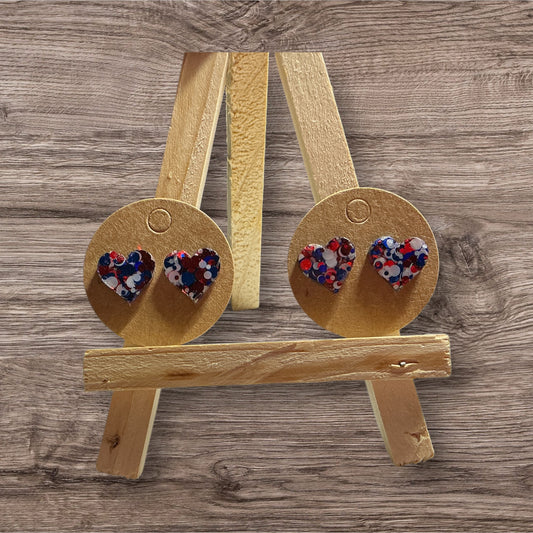 Patriotic Resin Heart Earrings