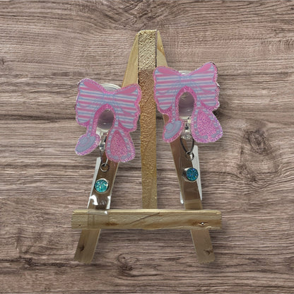 Pink and Blue Baby Blanket Badge Reel