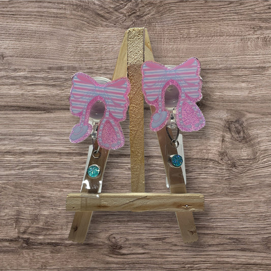 Pink and Blue Baby Blanket Badge Reel