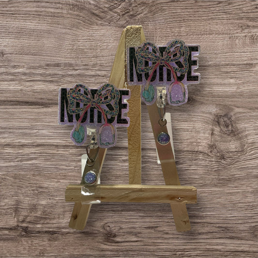 Nurse with Leopard Letters Badge Reel