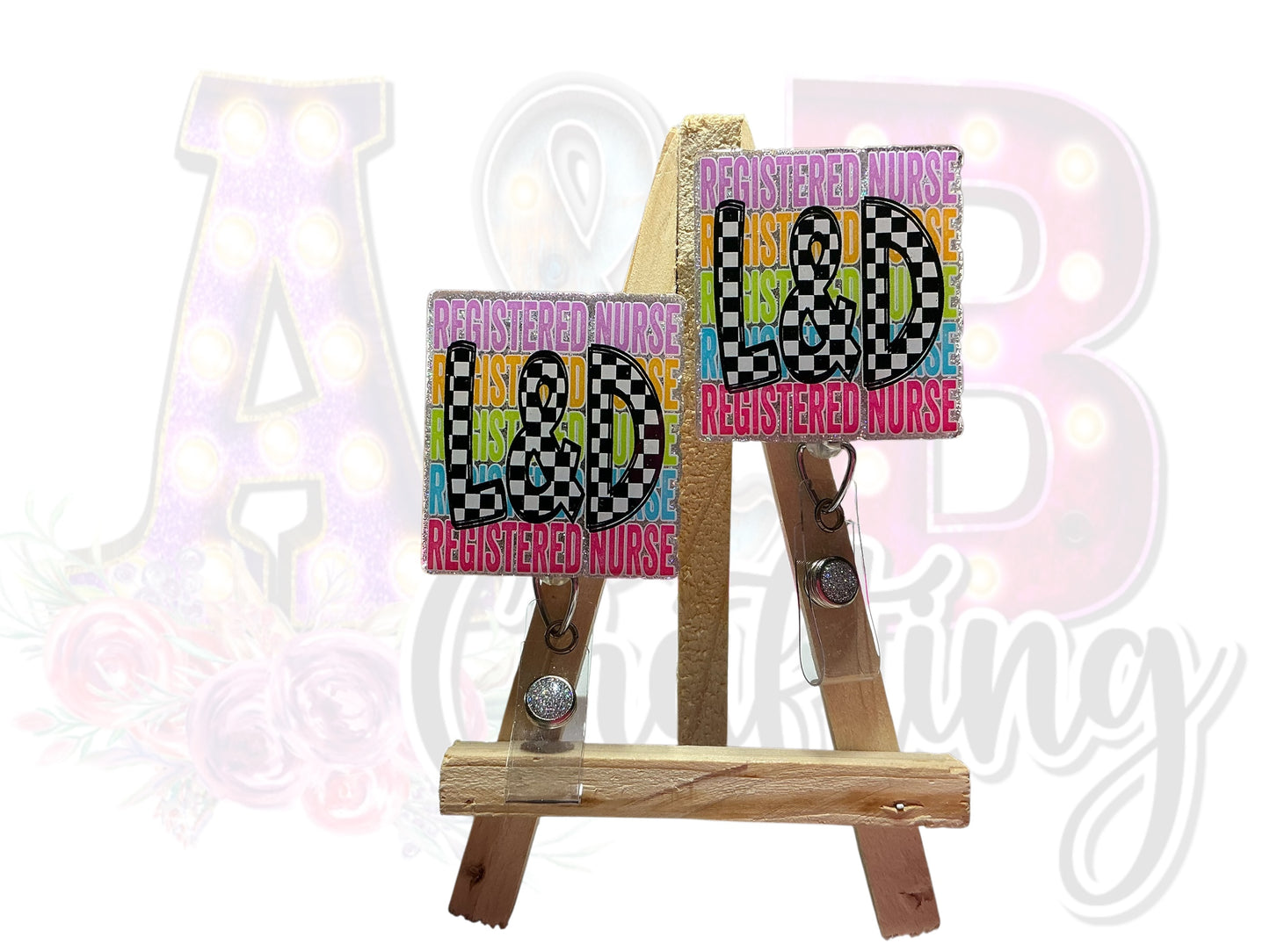 Checkered Print Medical Badge Reels