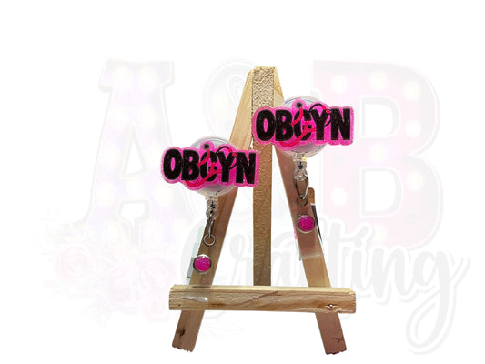 OBGYN Hot Pink and Black Badge Reel