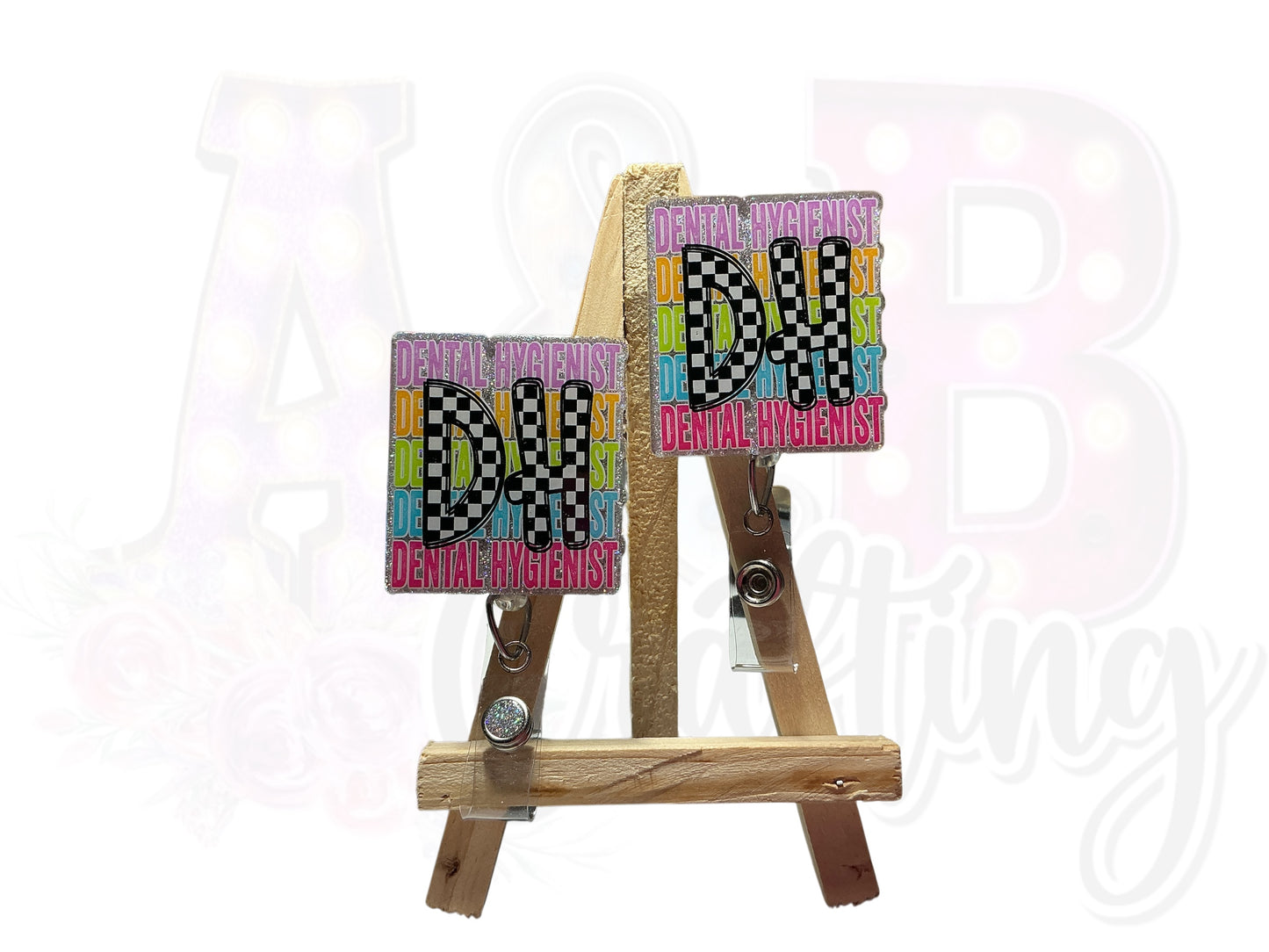Checkered Print Medical Badge Reels