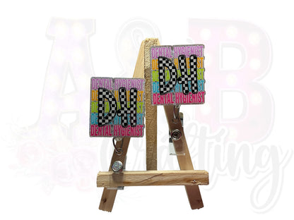 Checkered Print Medical Badge Reels