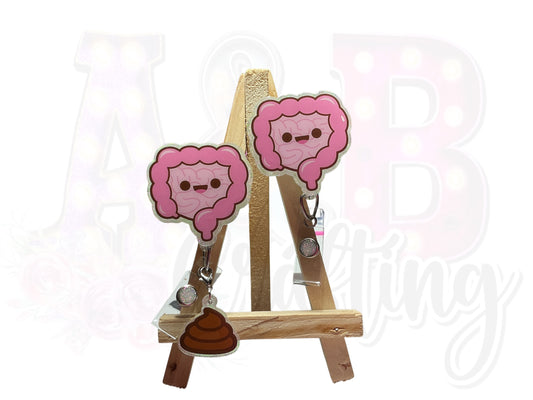 Gastro Intestines Badge Reel with Poop Charm