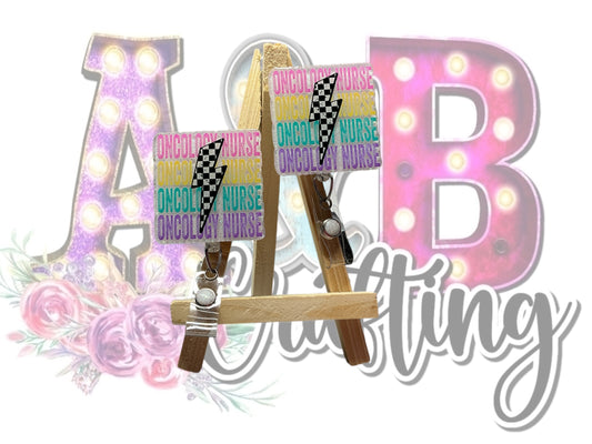 Oncology Nurse Checkered Lightening Badge Reel