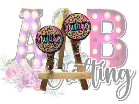 Neon Leopard Nurse Badge Reel