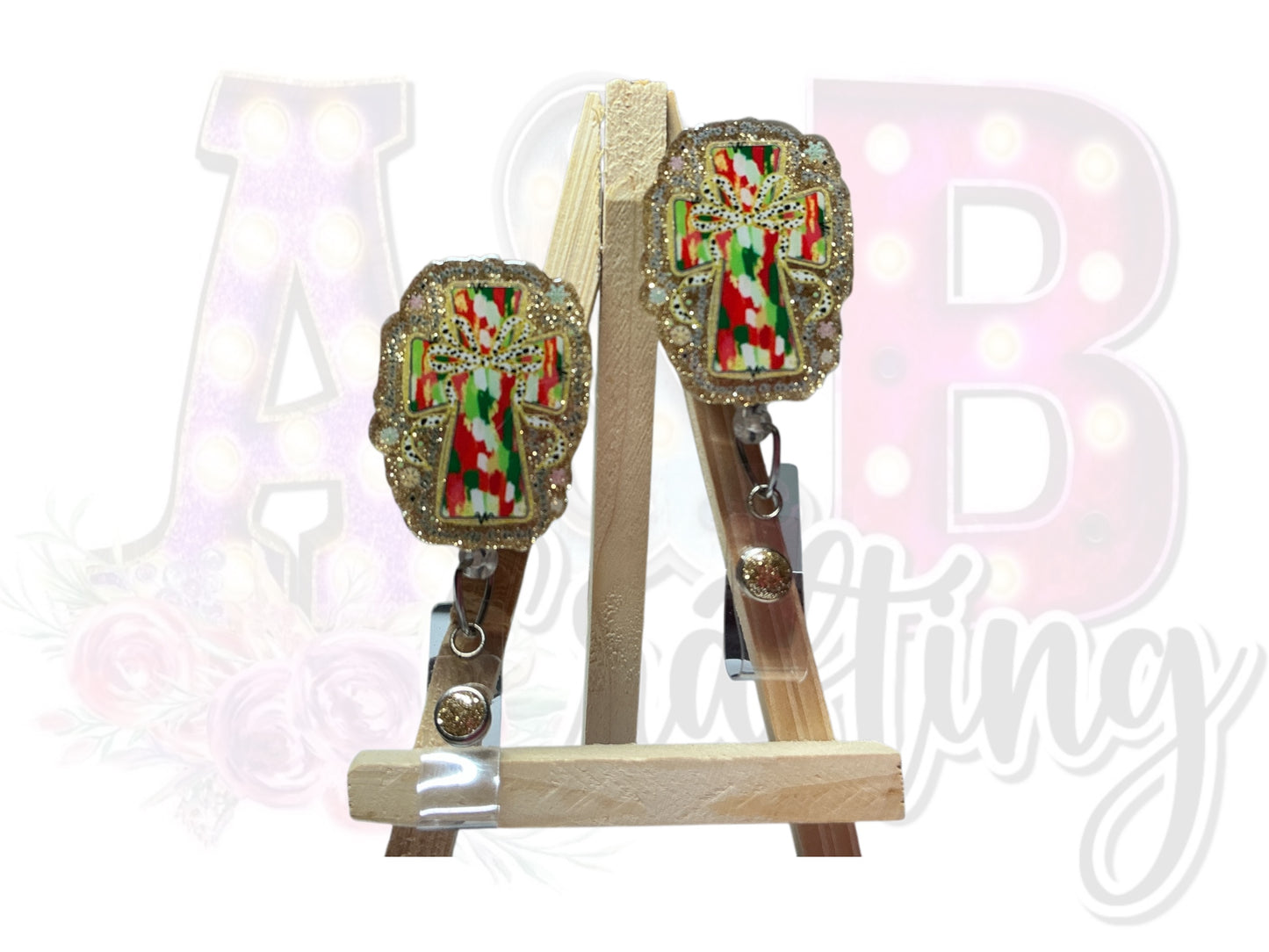 Christmas Cross Badge Reel