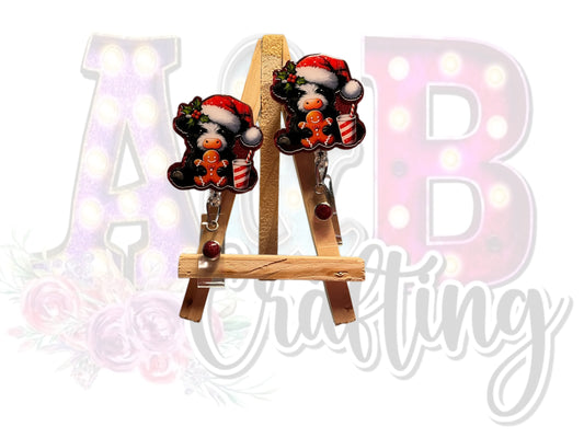 Christmas Baby Cows Badge Reel