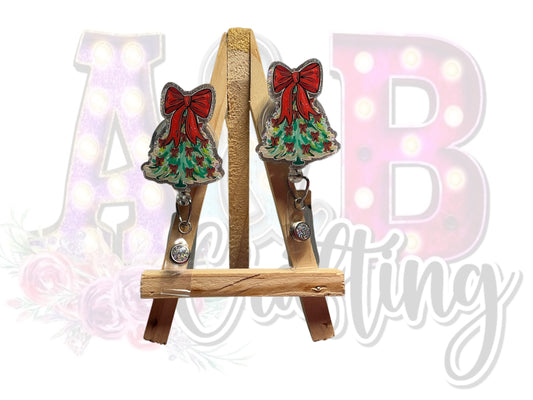 Preppy Bow Christmas Tree Badge Reel
