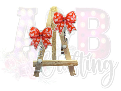 Red and Pink Heart Bow Badge Reel