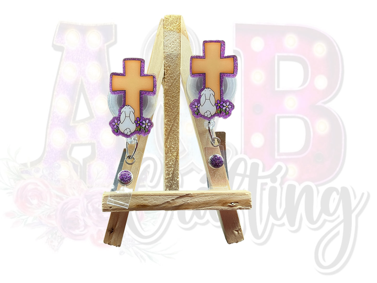 Cross with Bunny Badge Reel