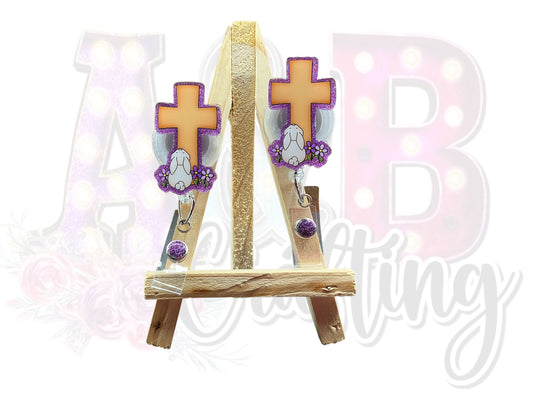 Cross with Bunny Badge Reel