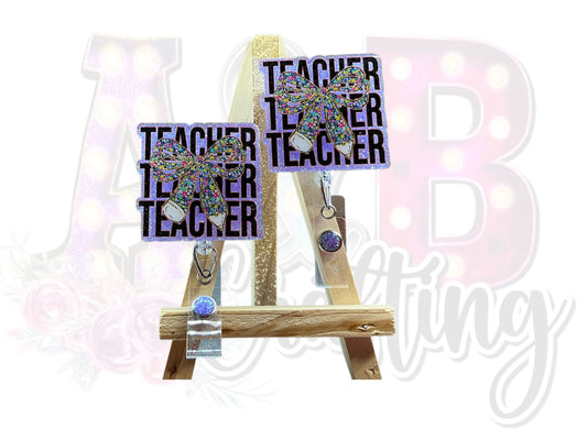 Teacher Leopard Letters Badge Reel