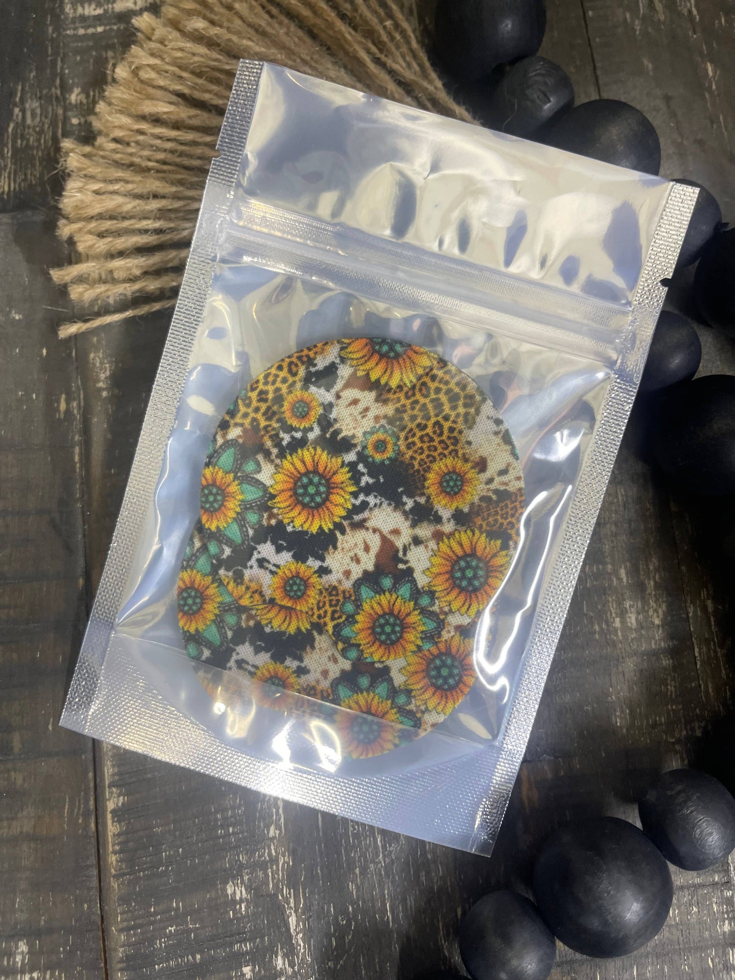 Cow Print & Sunflowers Car Coasters