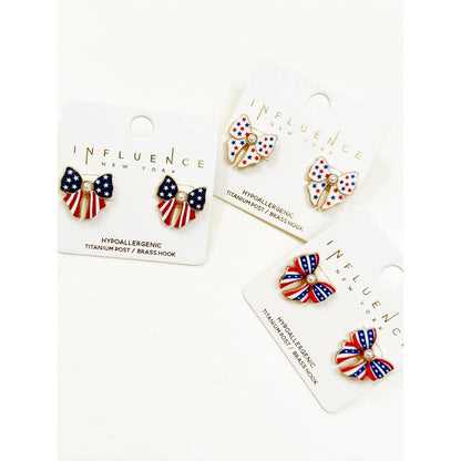USA Theme Patriotic Bow Earring