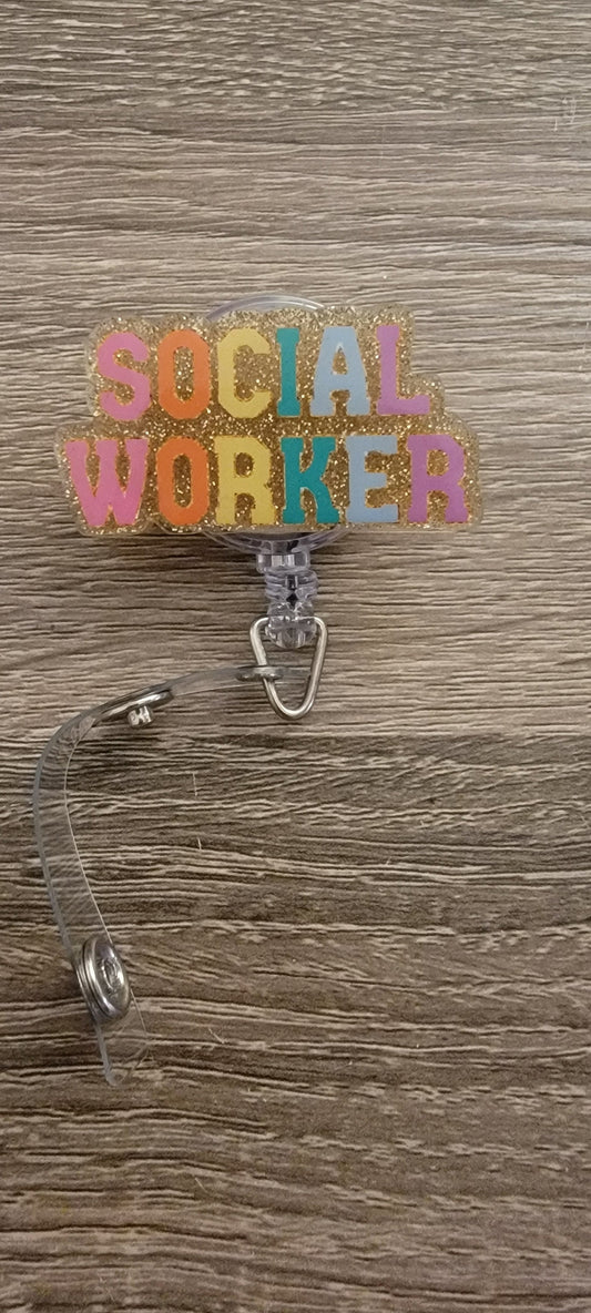 Social Worker Color Letters Badge Reel