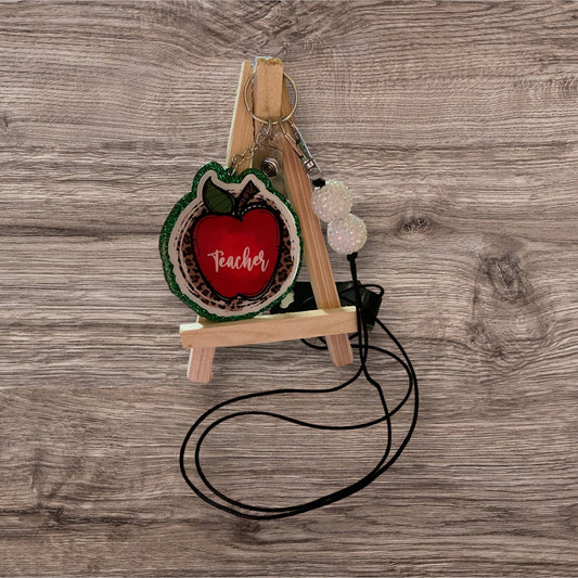 Teach apple with Leopard Lanyard