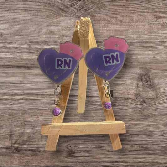 Nurse Heart Shape with hat Badge Reel