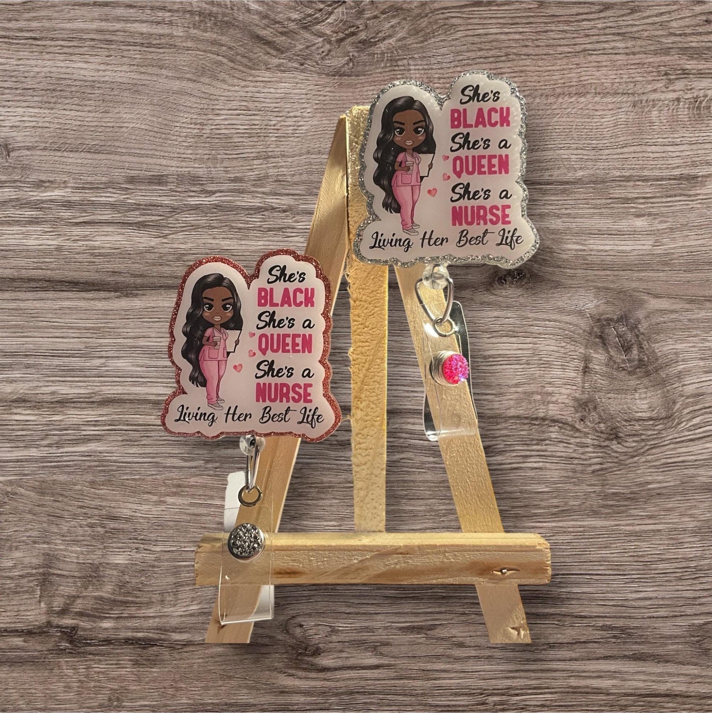 She is a Queen She is a Nurse Badge Reel