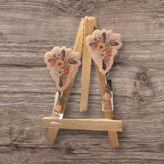 Floral Cross Badge Reel