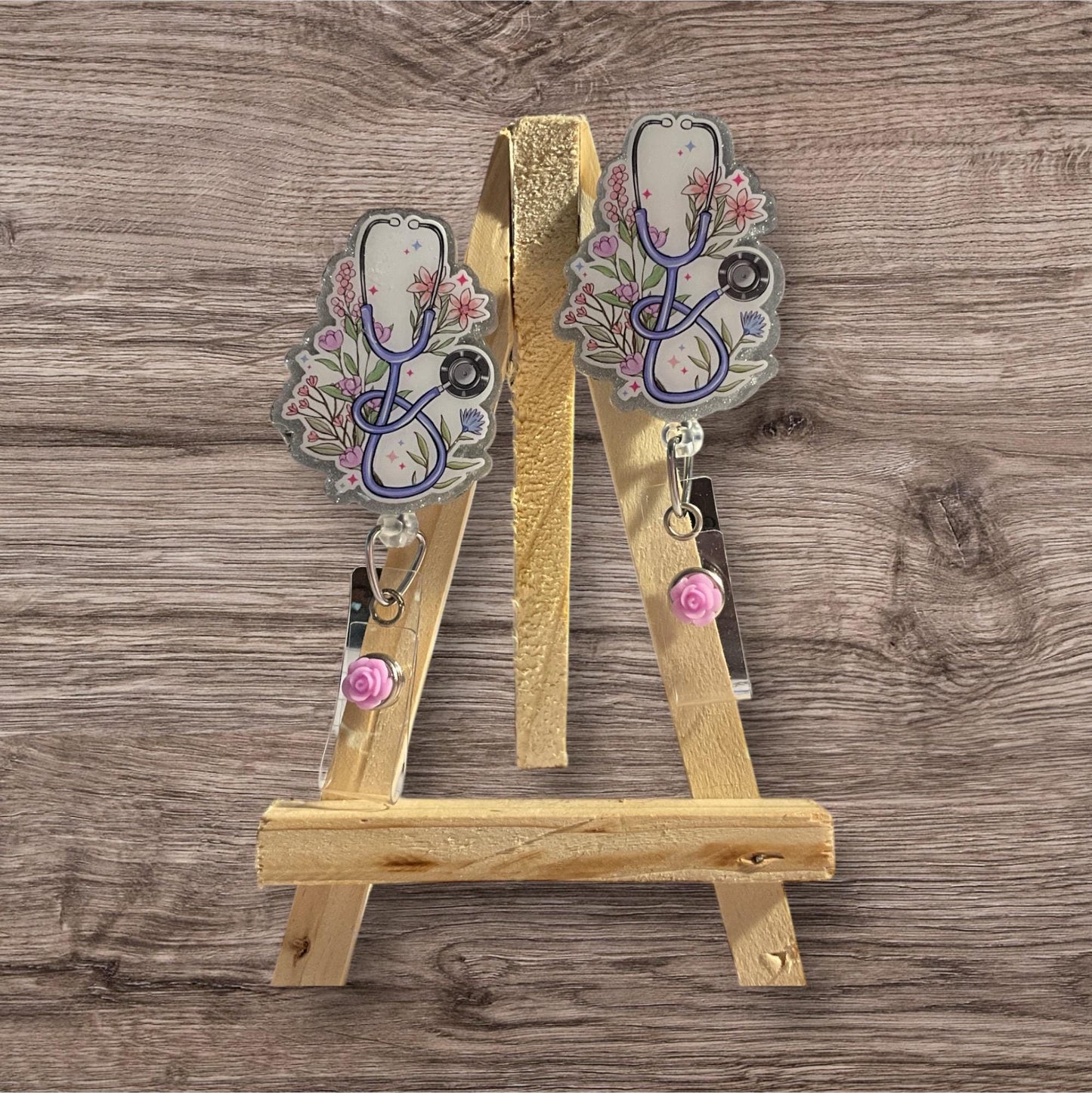 Floral Stethoscope Badge Reel