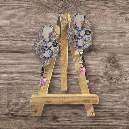 Floral Stethoscope Badge Reel