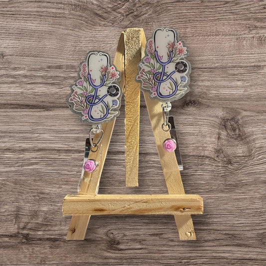 Floral Stethoscope Badge Reel