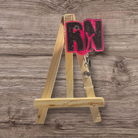 RN Faux Sparkle Letters Badge Reel